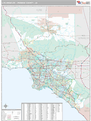 Los-Angeles-Orange Premium<br>Wall Map
